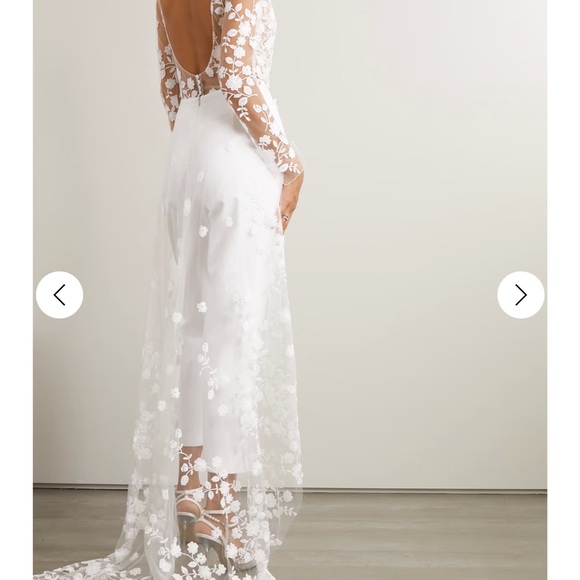 BRAND NEW Rime Arodaky Patsy lace-trimmed embroidered tulle and crepe jumpsuit!! - Picture 4 of 8